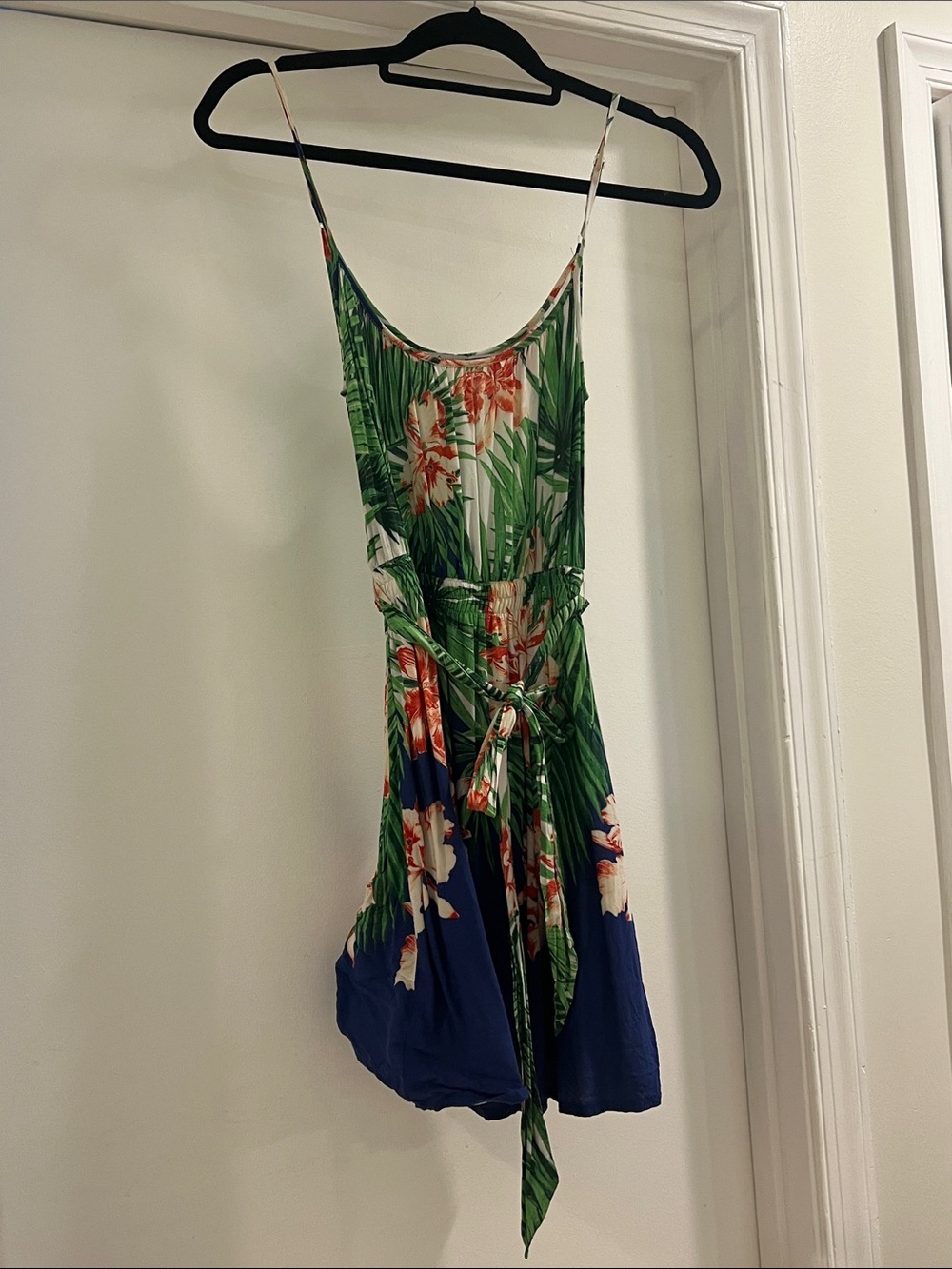 stradivarius Green, Blue & Orange Tropical Mini Dress